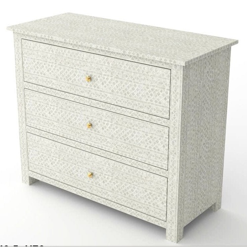 Mother of Pearl Handmade Monochrome Chest of Drawers Cream