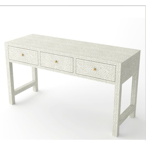 Mother of Pearl Opulent 3 Drawer Console Table Light Hue