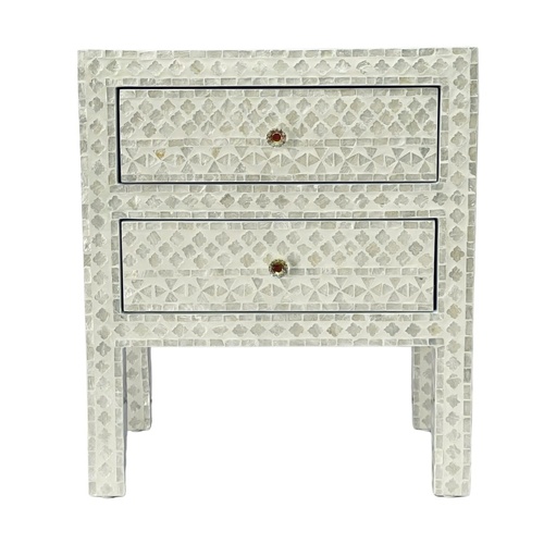 Mother of Pearl Noir Bedside Table Cream Hue