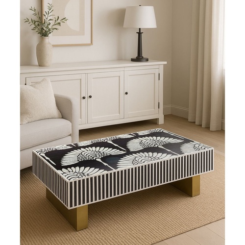 MOTHER OF PEARL HAND INLAY THE GILDED PETAL COFFEE TABLE