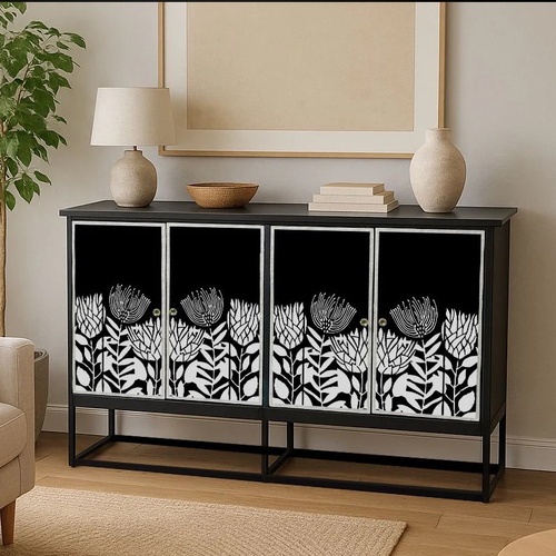 MOTHER OF PEARL HAND INLAY BOTANIQUE NOIR SIDEBOARD