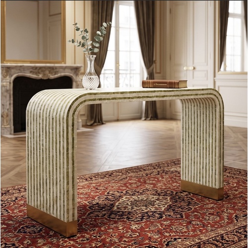 CONTOUR CREST MOTHER OF PEARL HAND INLAY CONSOLE