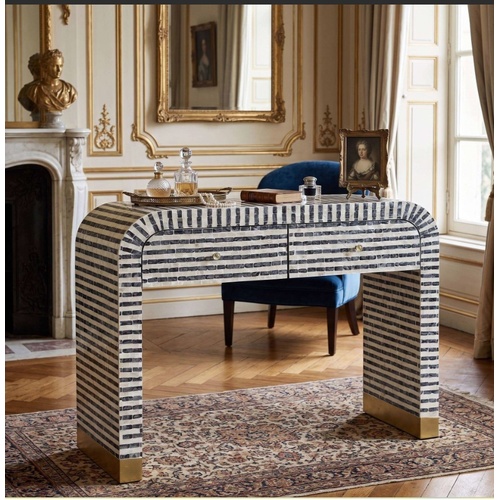PEARL WAVE STRIPPED MOTHER OF PEARL HAND INLAY CONSOLE