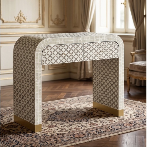 LUNA MOTHER OF PEARL HAND INLAY CONSOLE