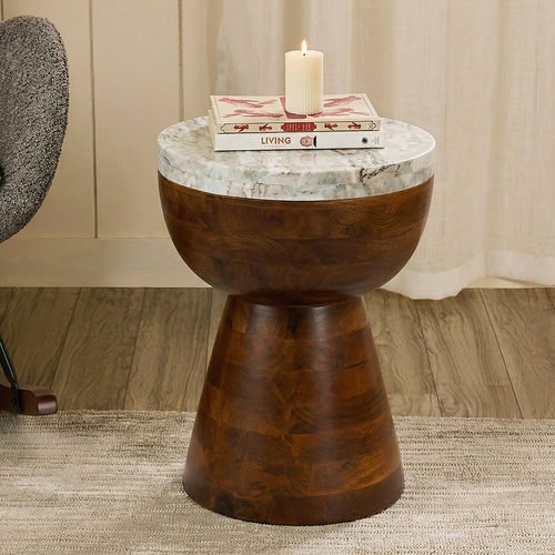 MARBLE SUMMIT HARDWOOD SIDE TABLE