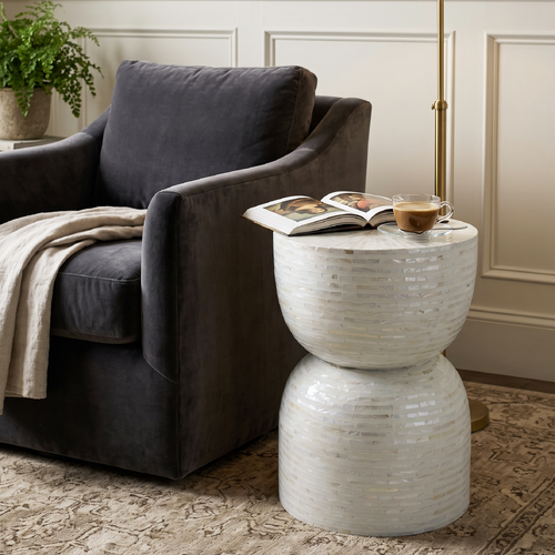 ZARA MOTHER OF PEARL HAND INLAY SIDE TABLE