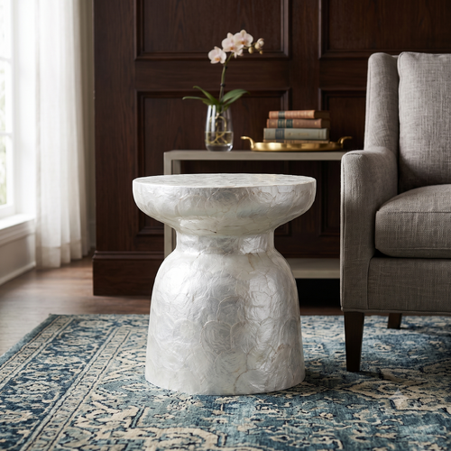 AMALFI MOTHER OF PEARL HAND INLAY SIDE TABLE