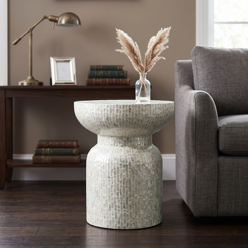 VALENTINA MOTHER OF PEARL HAND INLAY SIDE TABLE