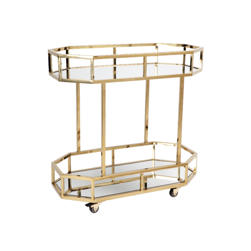 Brooklyn Mirrored Drinks Trolley - Gold