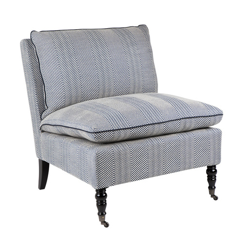 Candace Occasional Chair - Chevron Blue Linen