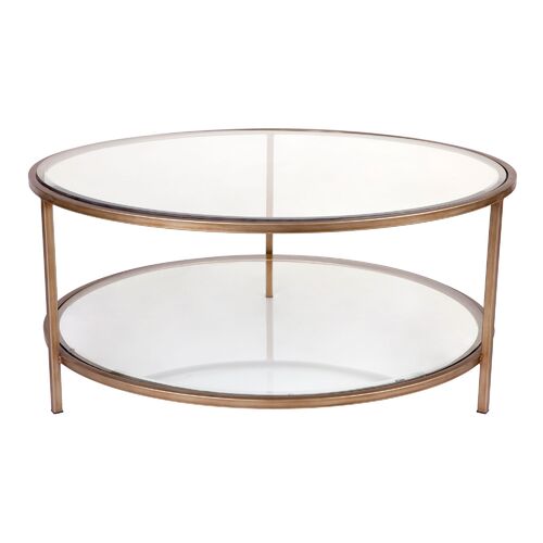 Cocktail Glass Round Coffee Table - Antique Gold