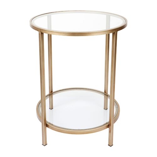 Cocktail Glass Round Side Table - Antique Gold