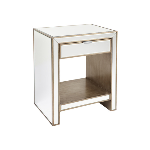 Sabrina Mirrored Bedside Table - Antique Gold