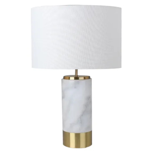 Paola Marble Table Lamp - White w White Shade