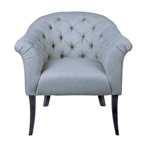 Georgina Button Tufted Occasional Chair - Grey Linen