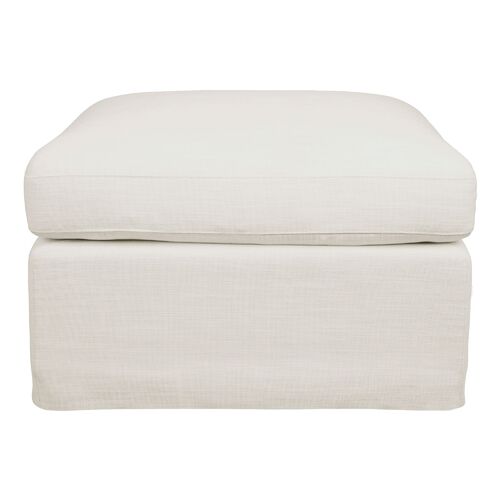 Birkshire Slip Cover Ottoman - White Linen