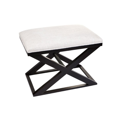 Spencer Black Timber Stool - Natural Linen