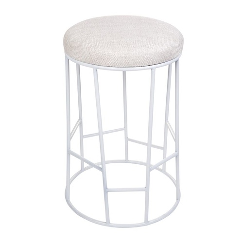 Aiden White Steel Kitchen Stool - Natural Linen