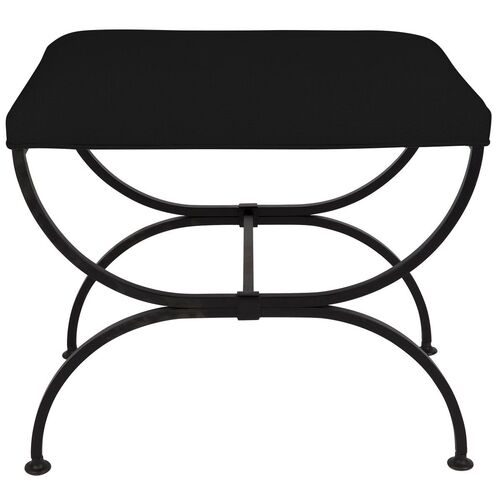 Novak Black Iron Stool - Black Linen