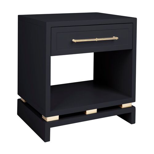 Pearl Bedside Table - Small Black