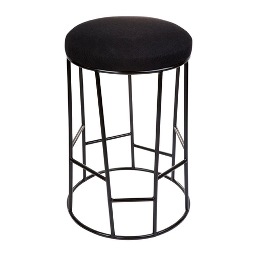 Aiden Black Steel Kitchen Stool - Black Linen