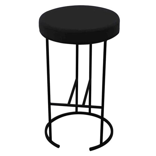 Blackley Black Iron Kitchen Stool - Black Linen