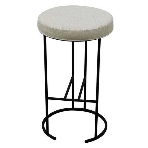 Blackley Black Iron Kitchen Stool - Natural Linen