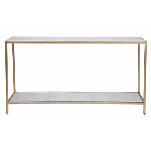 Cocktail Mirrored Console Table - Large Antique Gold