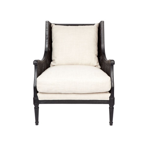 Havana Black Rattan Occasional Chair - Natural Linen