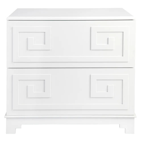 Greek Key Bedside Table - White