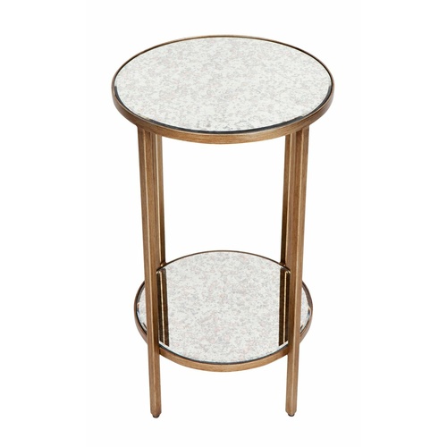 Cocktail Mirrored Side Table - Petite Antique Gold