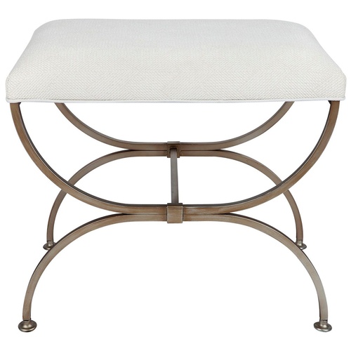 Novak Antique Gold Iron Stool -  Natural Linen