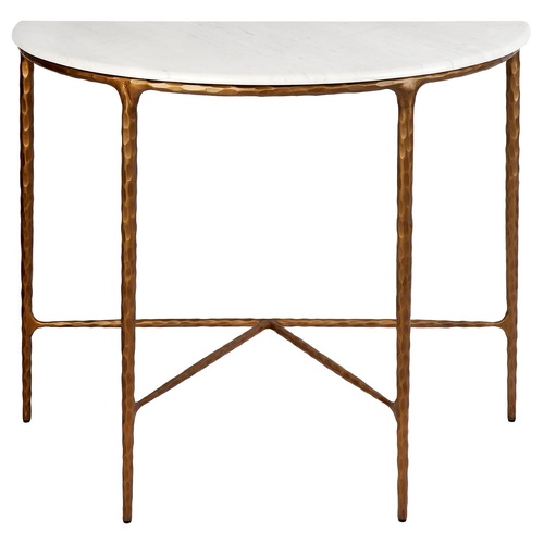 Heston Marble Demilune Table - Brass