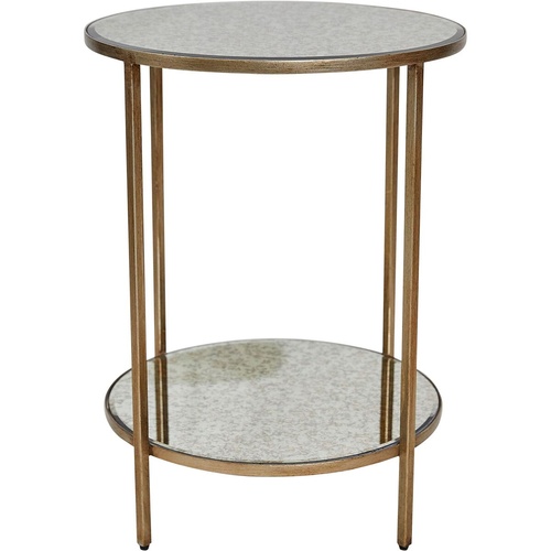Cocktail Mirrored Side Table - Antique Gold