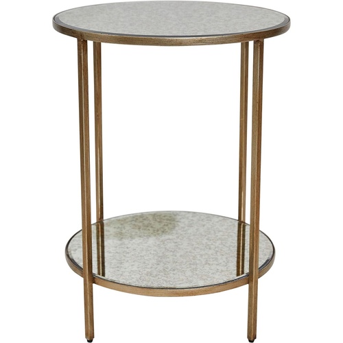 Cocktail Mirrored Side Table - Antique Gold