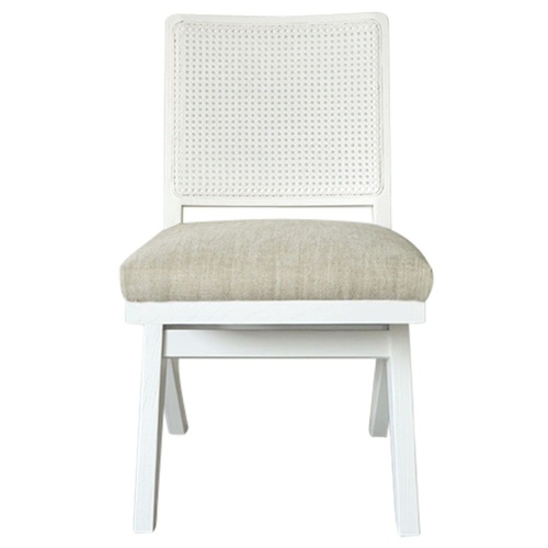 The Imperial Rattan White Dining Chair - Natural Linen