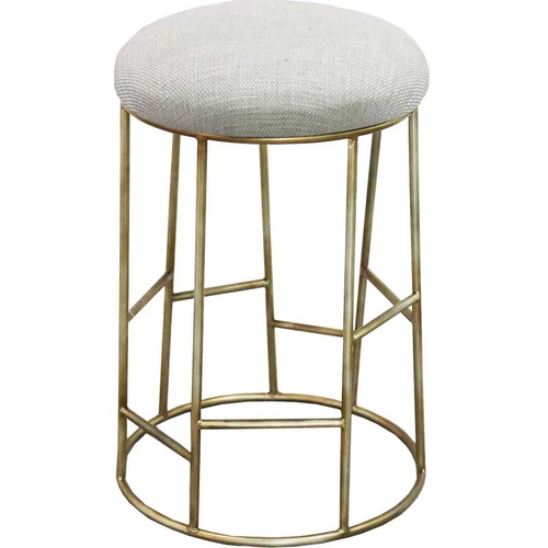 Aiden Gold Steel Kitchen Stool - Natural Linen