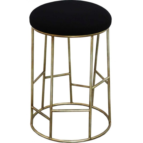 Aiden Gold Steel Kitchen Stool - Black Linen