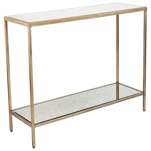 Cocktail Mirrored Console Table - Small Antique Gold
