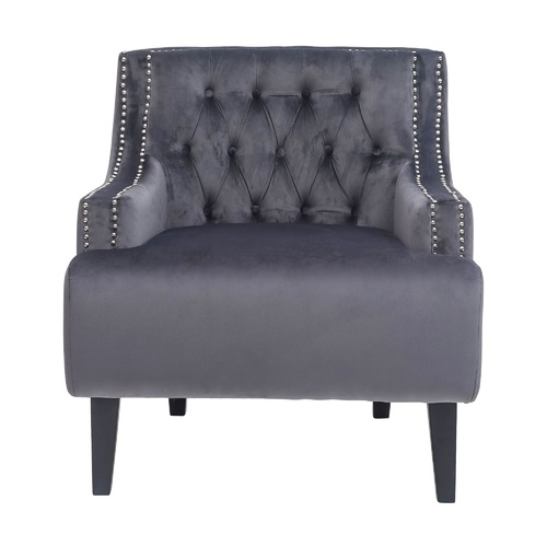 Skyler Tufted Occasional Chair - Charcoal Velvet