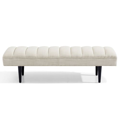 Central Park Panelled Bench Ottoman - Natural Linen