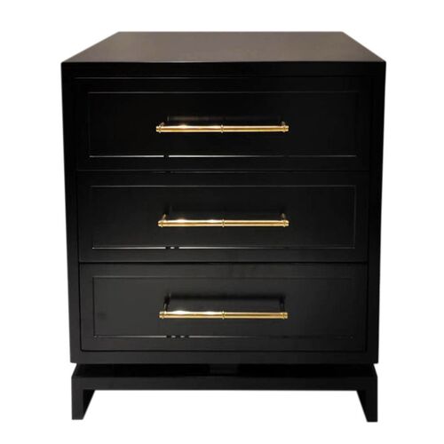 Pearl Bedside Table - Large Black