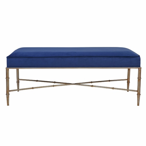 Clara Bench Ottoman - Blue Velvet