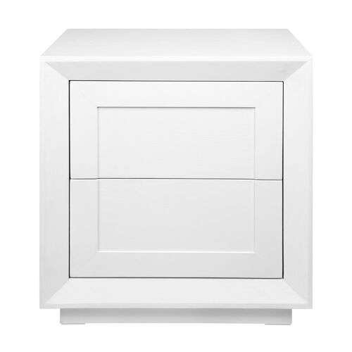 Balmain Oak Tall Bedside Table - White