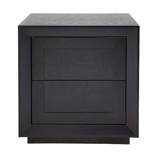 Balmain Oak Tall Bedside Table - Black