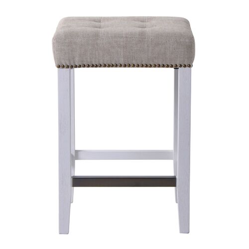 Canyon White Kitchen Stool - Natural Linen
