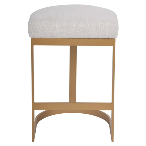 Brooke Brass Kitchen Stool - Natural Linen