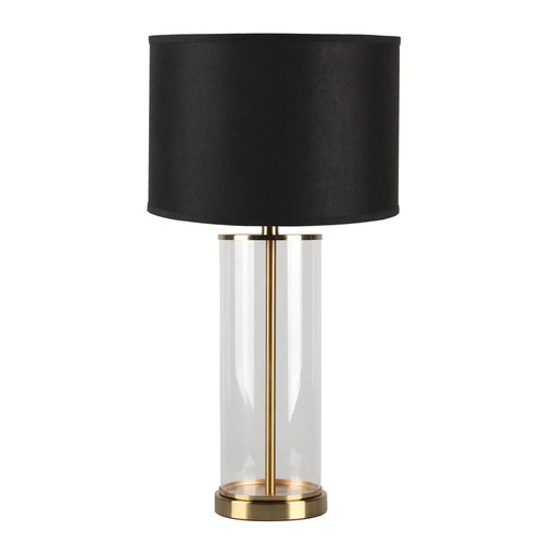 Left Bank Table Lamp - Brass w Black Shade