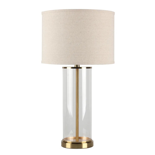 Left Bank Table Lamp - Brass w Natural Shade