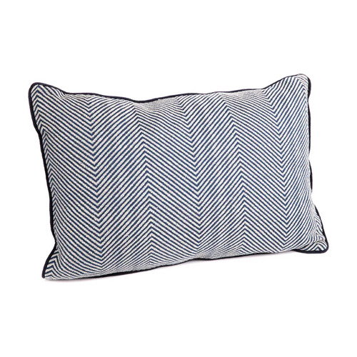 Candace Rectangle Feather Cushion - Chevron Blue Linen